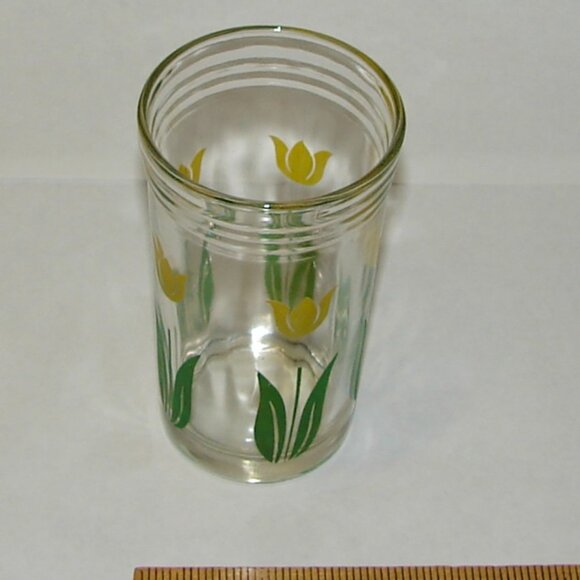 Vintage Swanky Swig Yellow Tulips 3 7/8" Glass, 3 Ring Top, Single Replacement - Picture 2 of 5